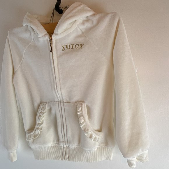 Kids Juicy Couture Vanilla Cream Coloured Hoodie with Gold Crown 4T - Picture 2 of 8